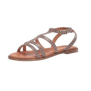 Bella Vita Womens 8 M Grey Crocodile Leather Strappy Flat Sandals NIB GZ7